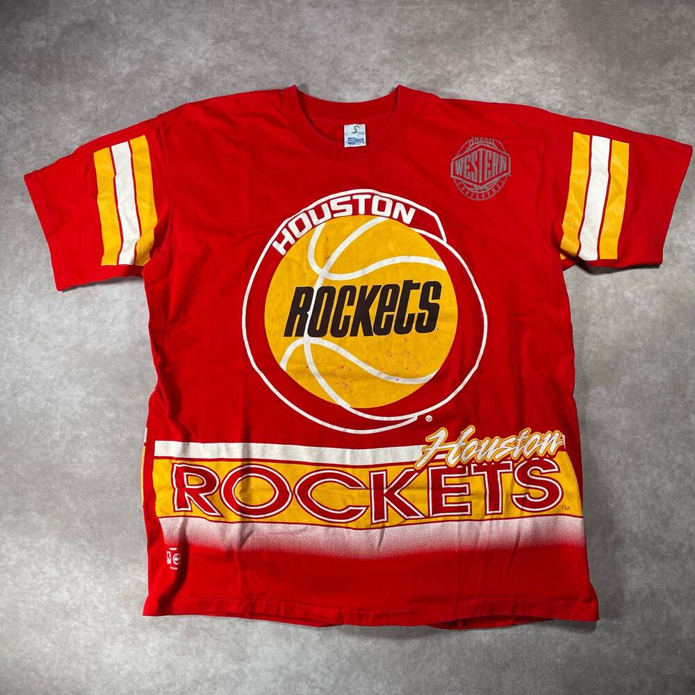90’s Houston Rockets Basketball All Over Graphic T-shirt